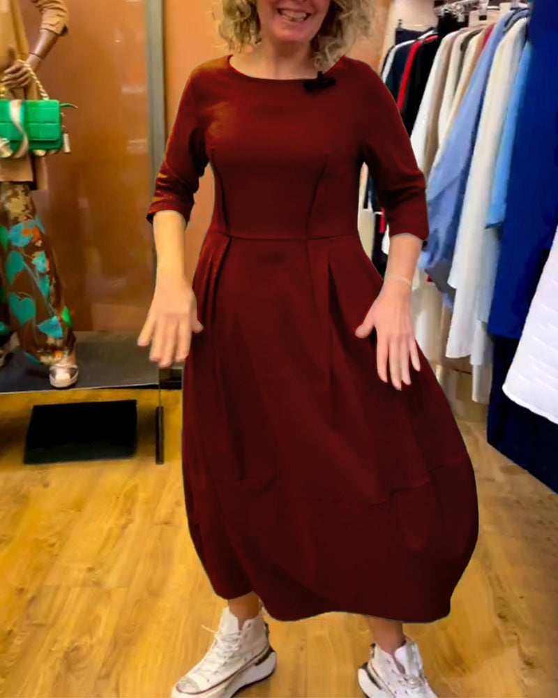 Robe à col rond et manches 2/3