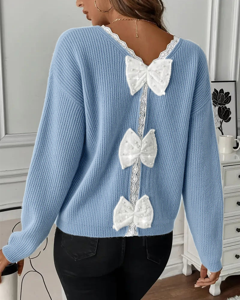 Pull Manches Longues Nœud Dans Le Dos