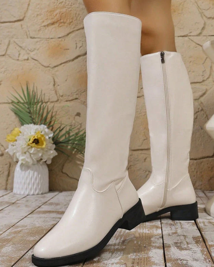 Bottes Mi-Mollet Femme À La Mode Avec Fermeture Éclair Latérale