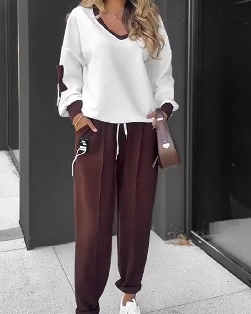 Komplet dresowy bluza i spodnie color block