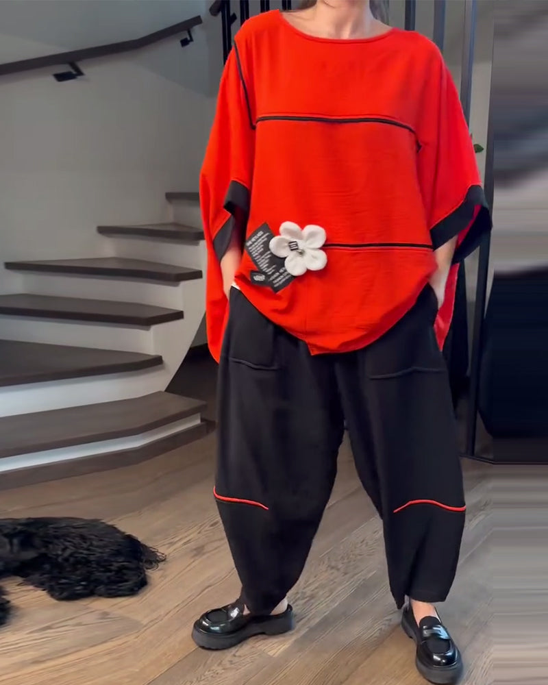 Set Bloomers Amples Casual Color-Blocking