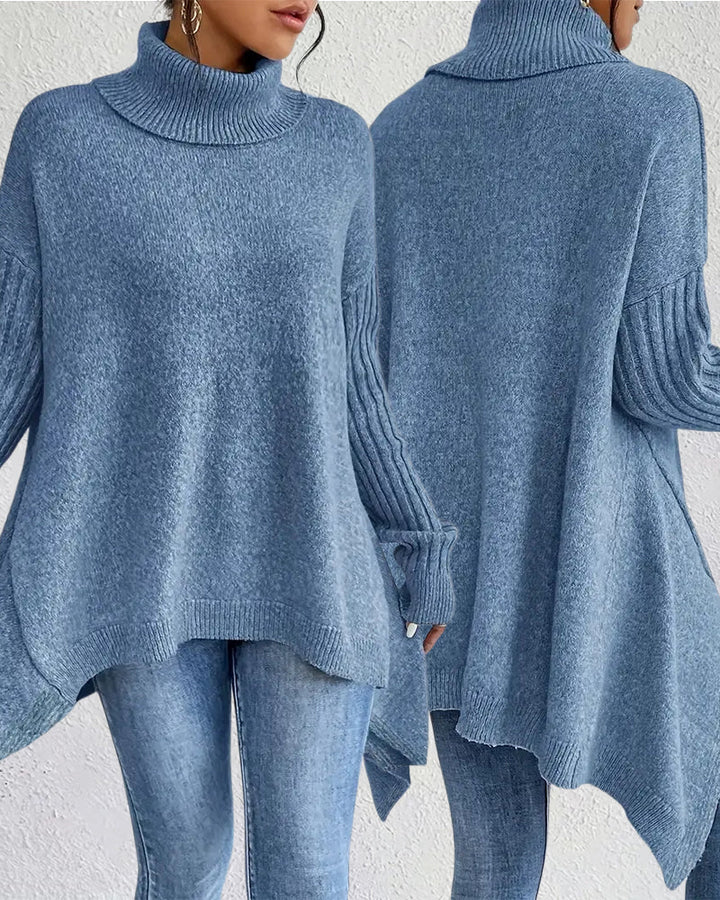 Pull Ample à Col Montant Asymétrique