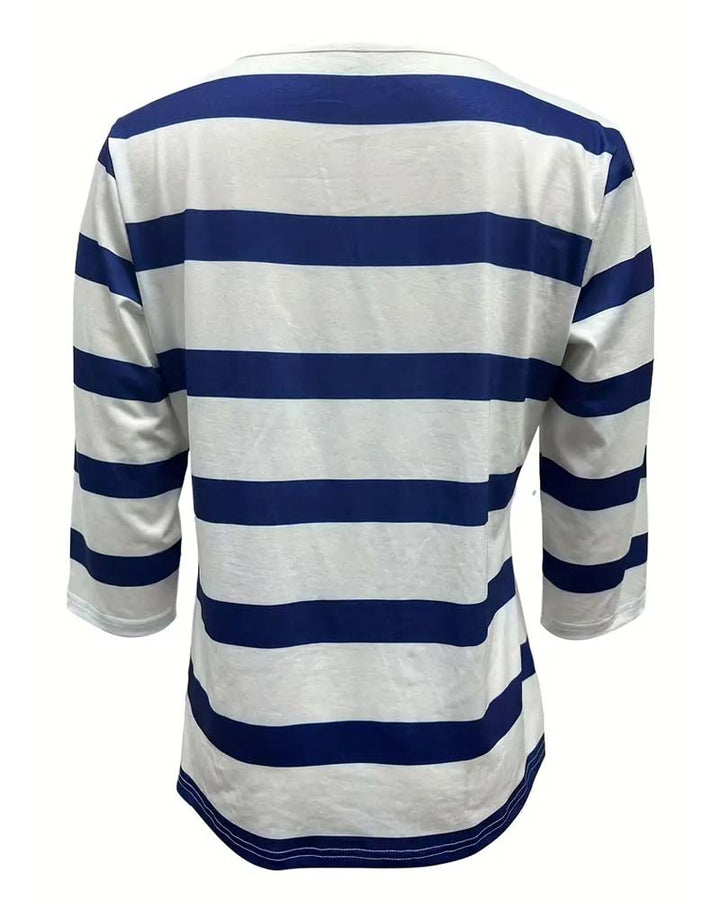 Blouse Manches Longues Polyvalente Rayée