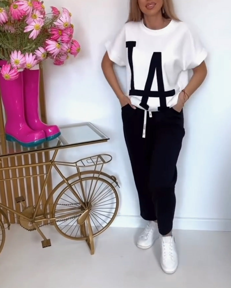 Zdefiniuj Casual Letter Print Sports