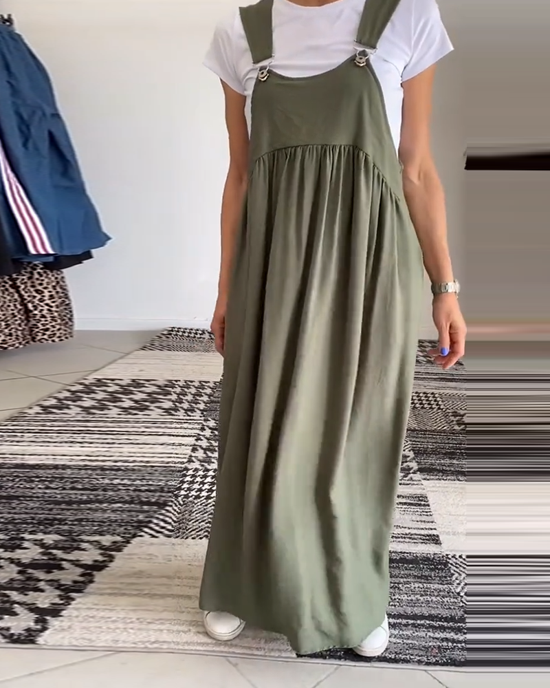 Robe décontractée couleur unie à bretelles
