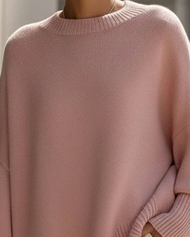 Sweter z okrągłym dekoltem, luźny, średniej długości