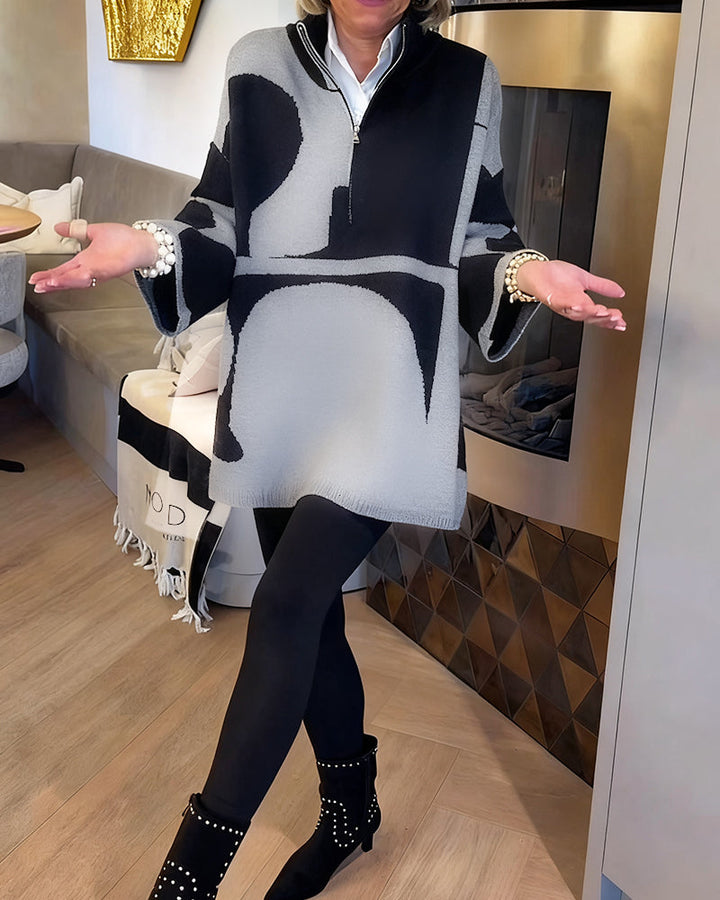 Modny sweter z półgolfem i zamkiem pod szyją