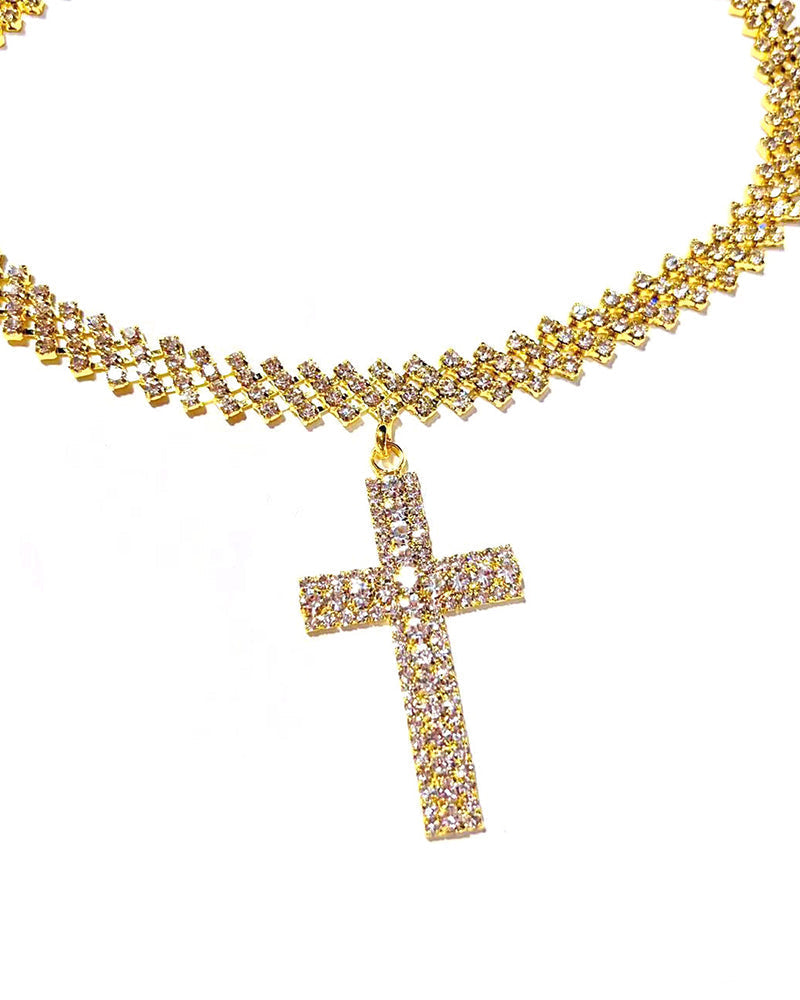 Pendentif croix en diamant étincelant