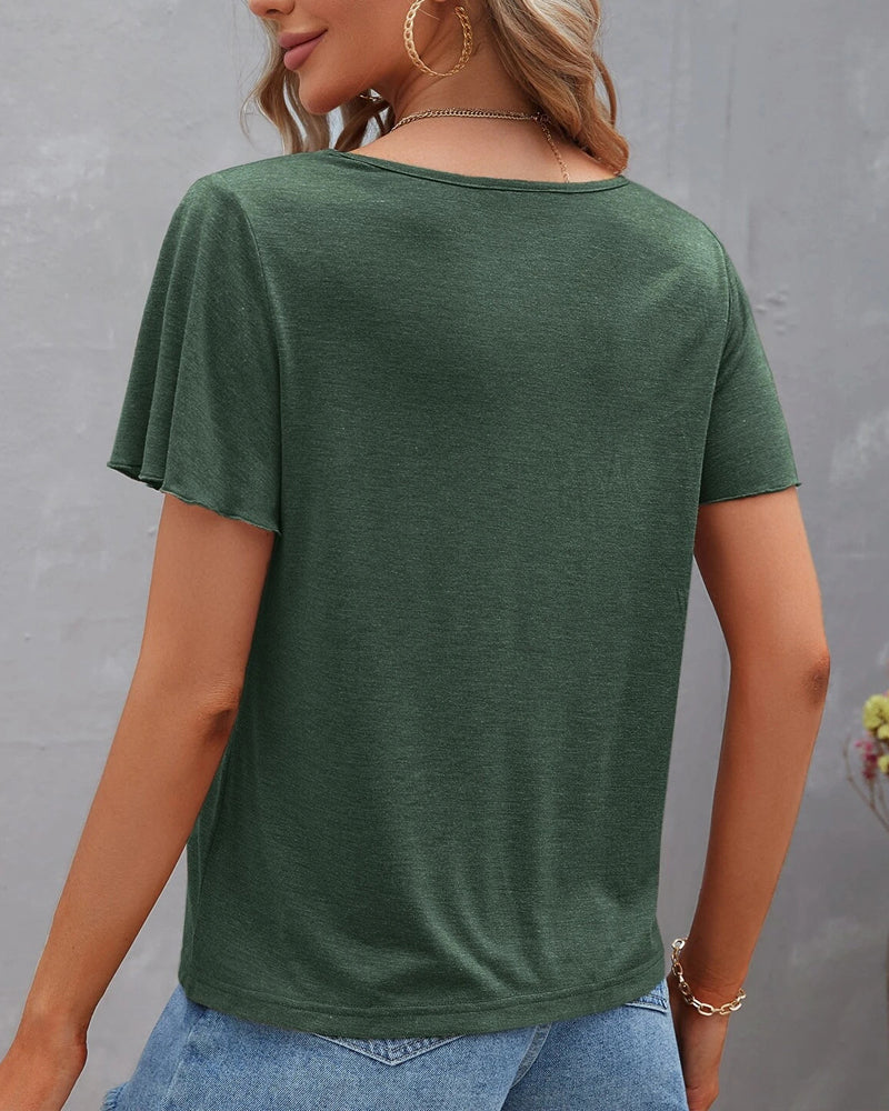 T-shirt z wycięciami w jednolitym kolorze