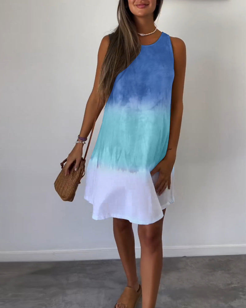 Robe décontractée sans manches bloc de couleur