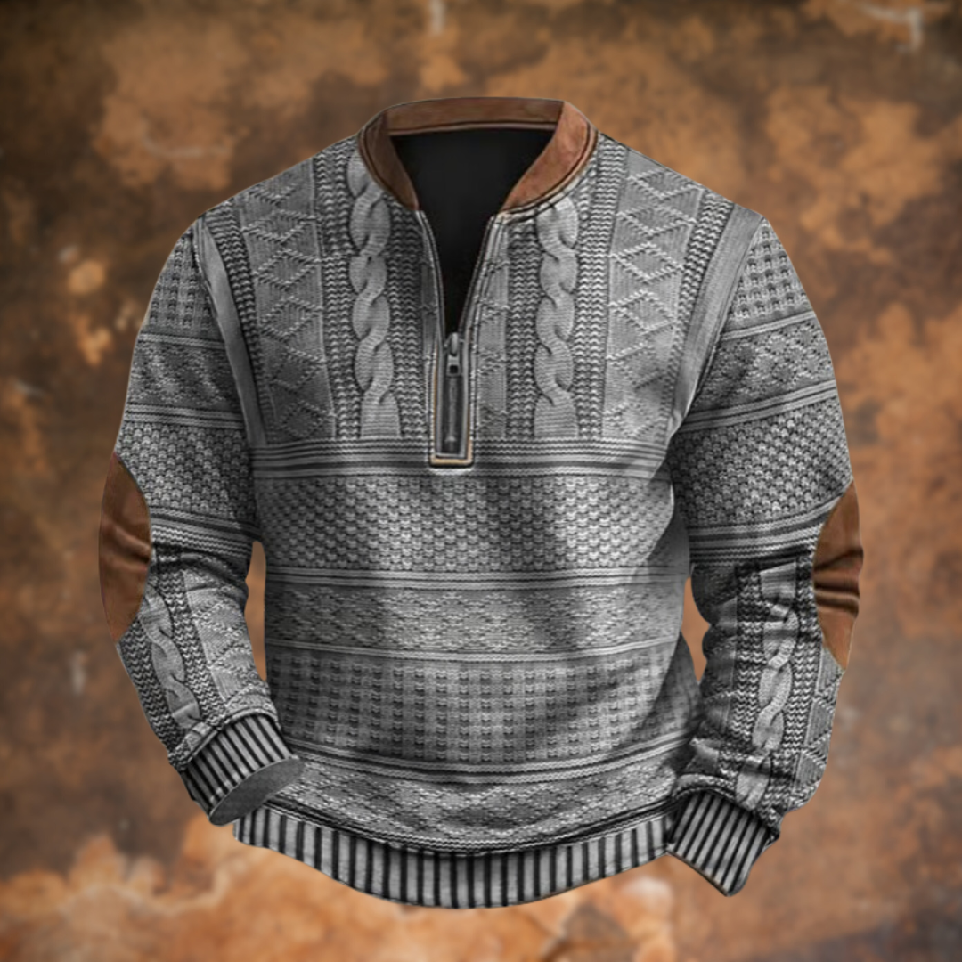 Anton – męski sweter z półzamkiem i stylowymi detalami
