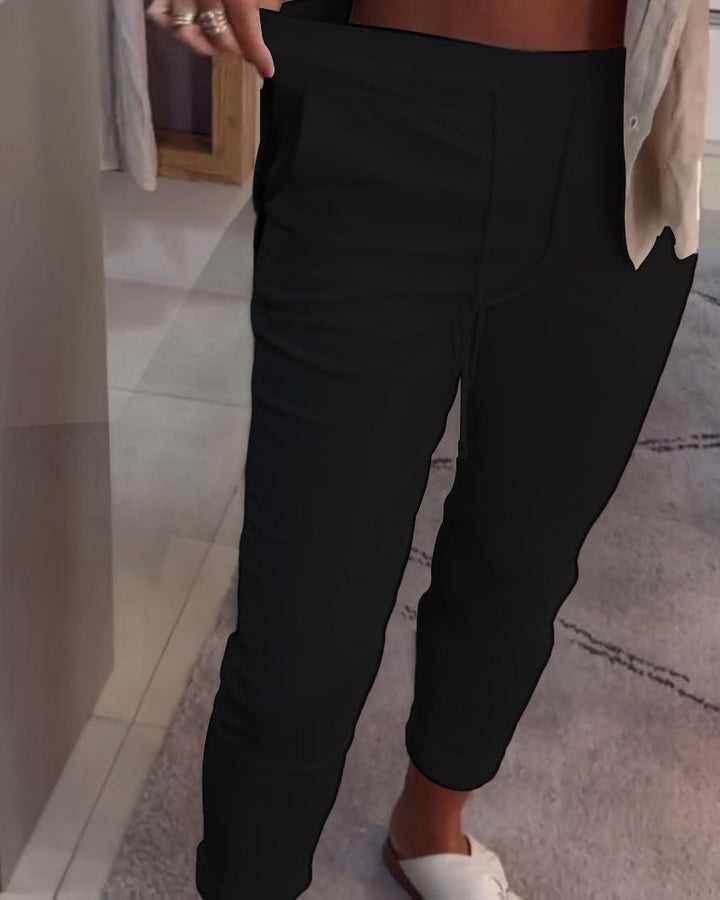 Pantalon Fuselé Décontracté Avec Cordon