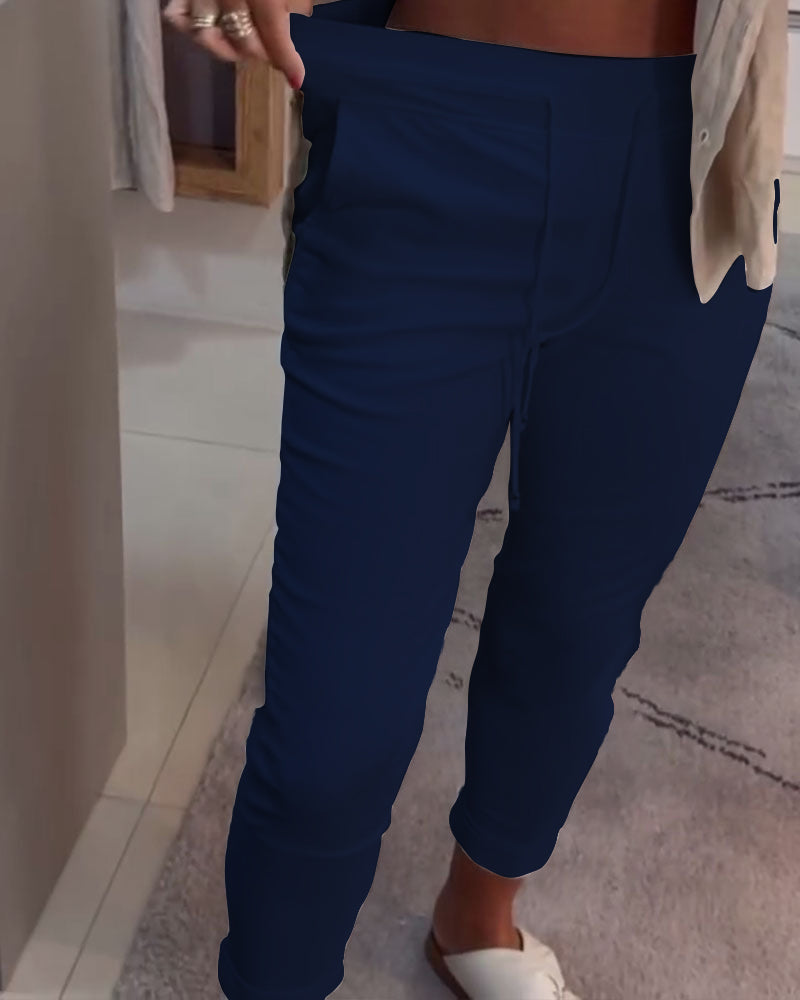 Pantalon Fuselé Décontracté Avec Cordon