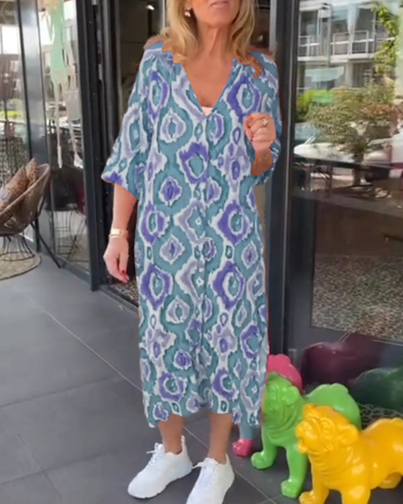 Robe à imprimé mode avec demi-manche