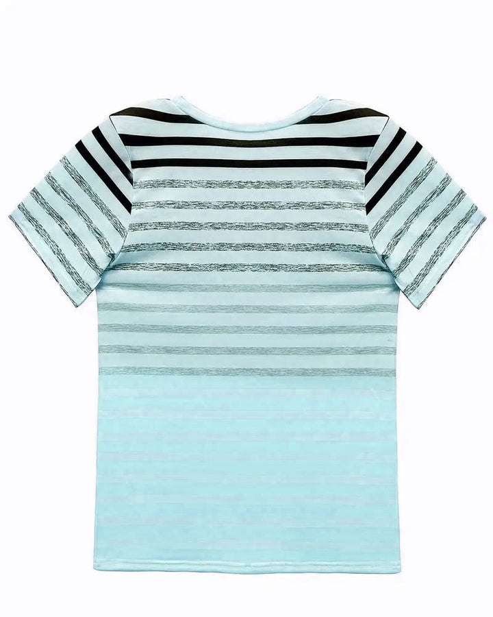 T-Shirt Col Rond Manches Courtes À Rayures