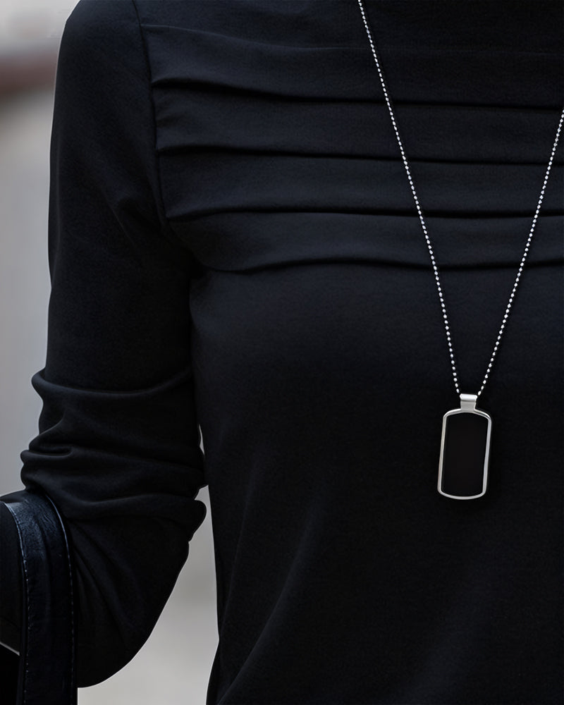 Bluzka slim fit z plisowanymi długimi rękawami