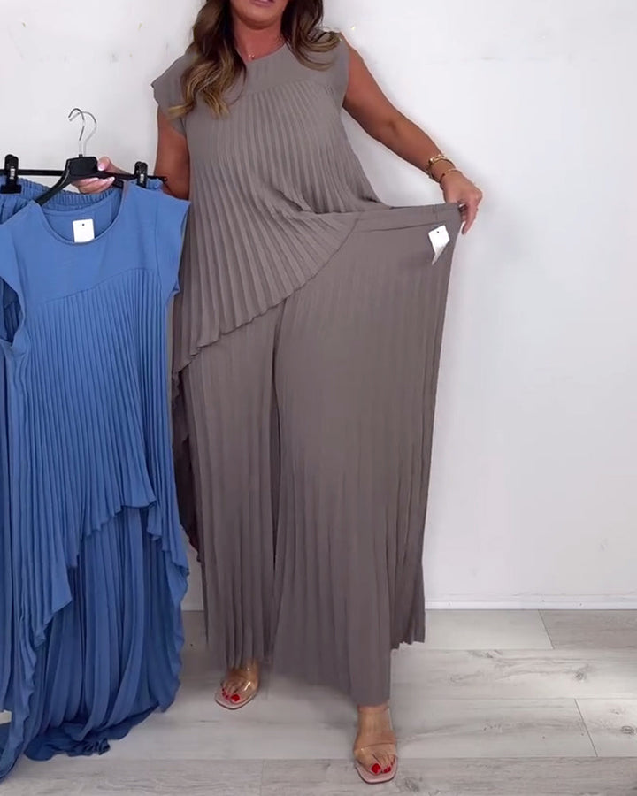 Modny dwuczęściowy komplet w stylu miejskim w jednolitym kolorze