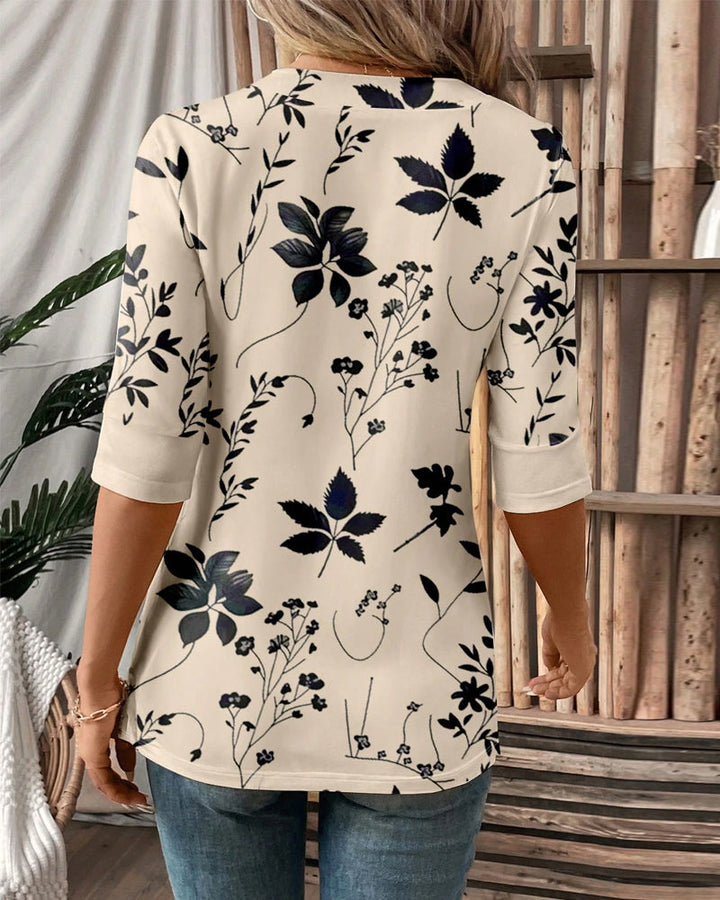 Elegancki dwuczęściowy T-shirt z motywem kwiatowym