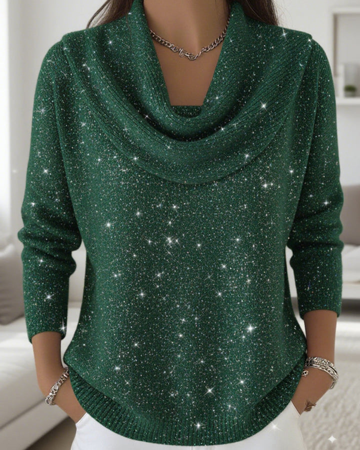 Sweter z golfem zdobiony cekinami