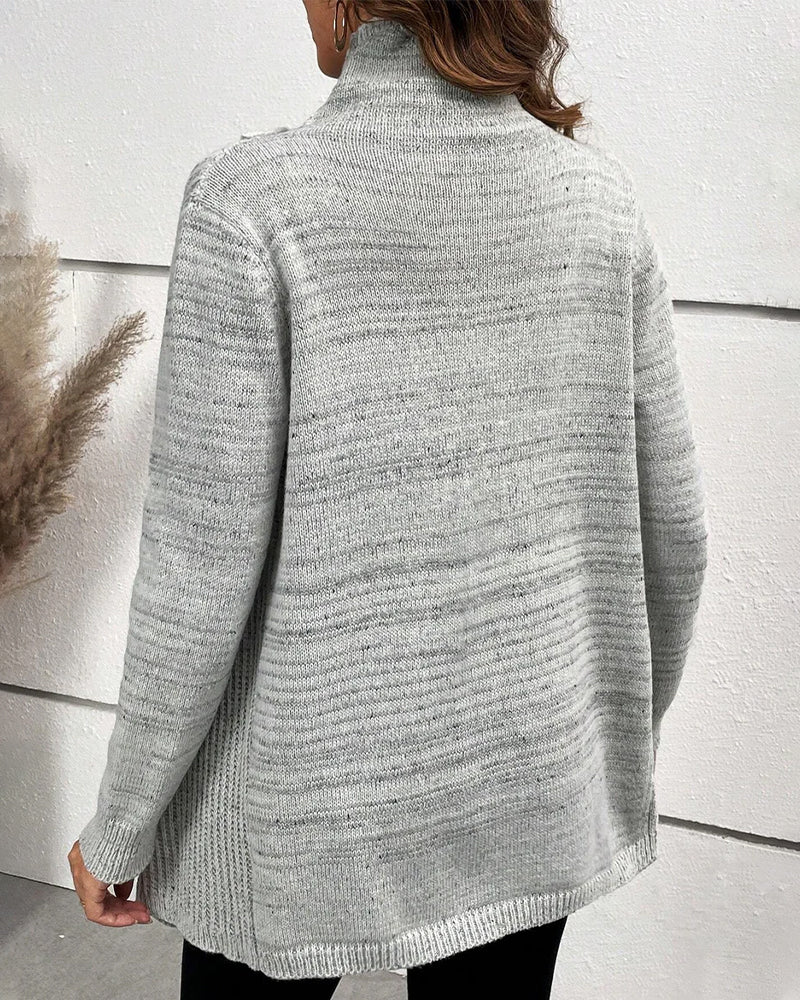 Pull décontracté de couleur unie fendu
