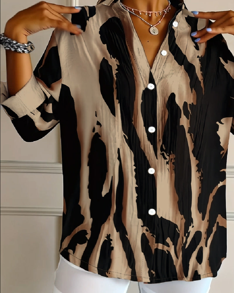 Blouse Col Montant Imprimé Irrégulier