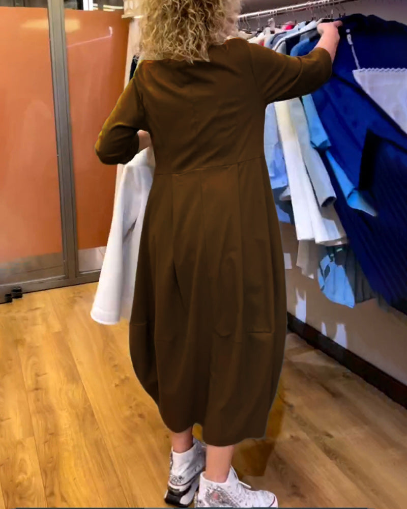 Robe à col rond et manches 2/3