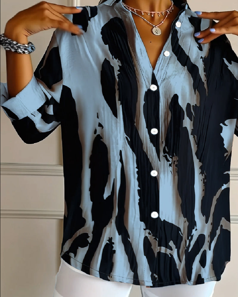 Blouse Col Montant Imprimé Irrégulier