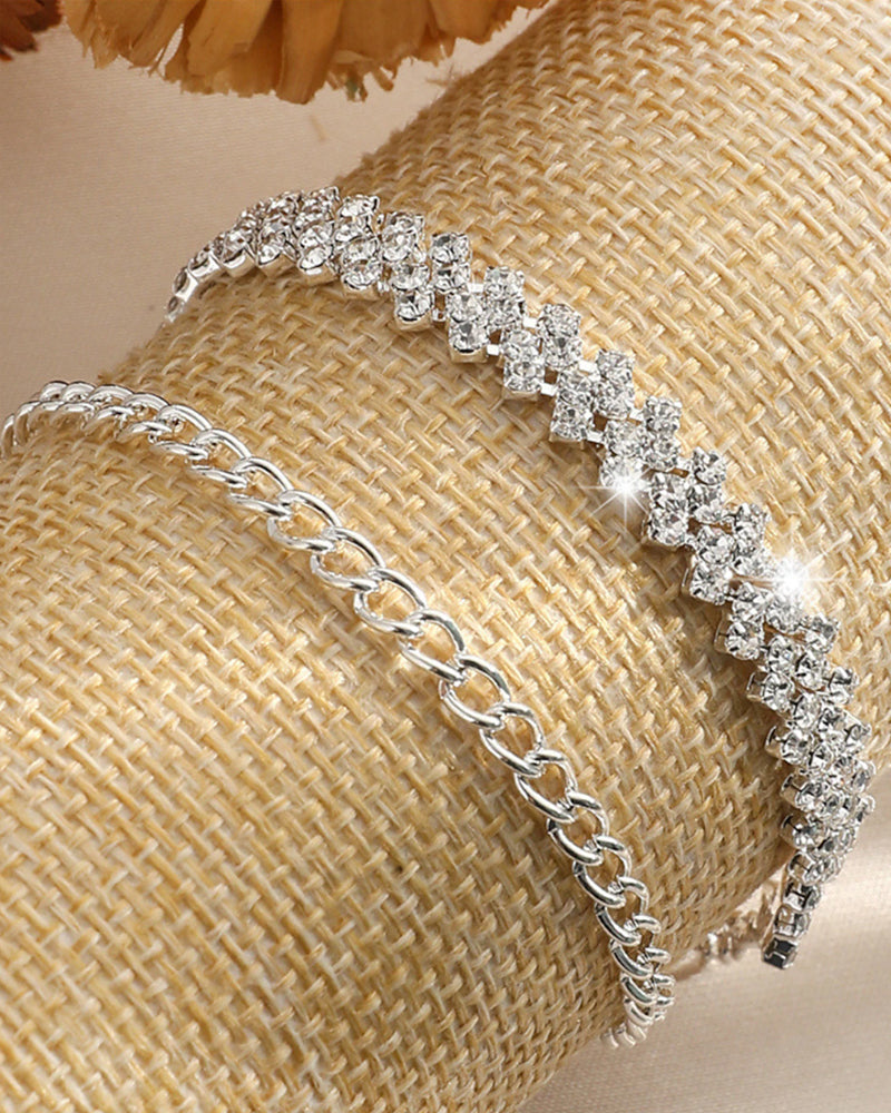 Bracelet de cheville en strass losange irrégulier