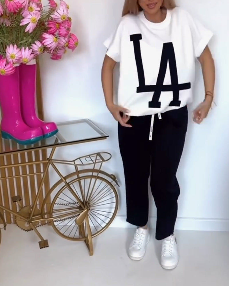 Zdefiniuj Casual Letter Print Sports