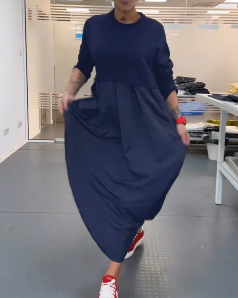 Robe longue décontractée de couleur unie
