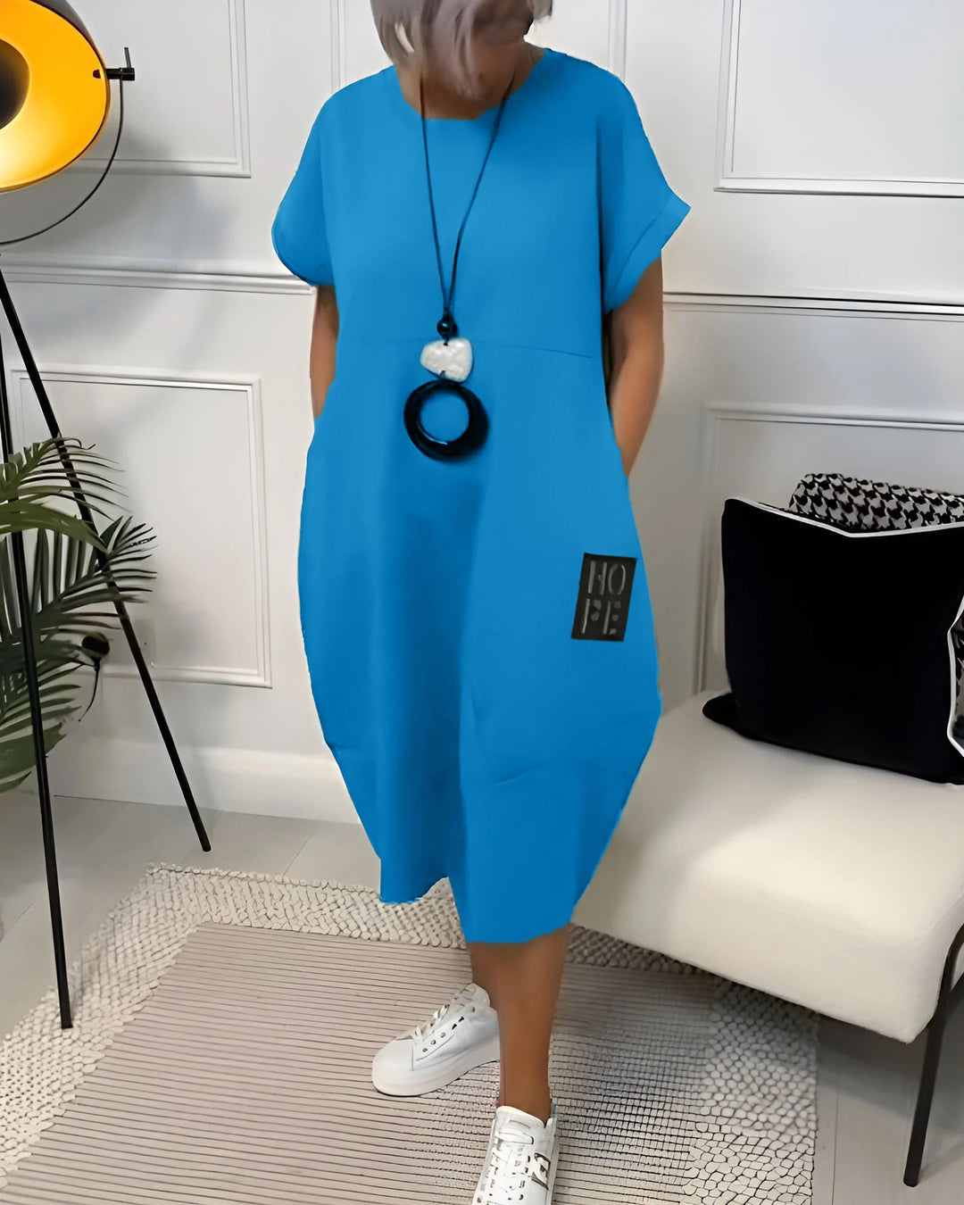 Robe décontractée à manches courtes et imprimé lettre simple