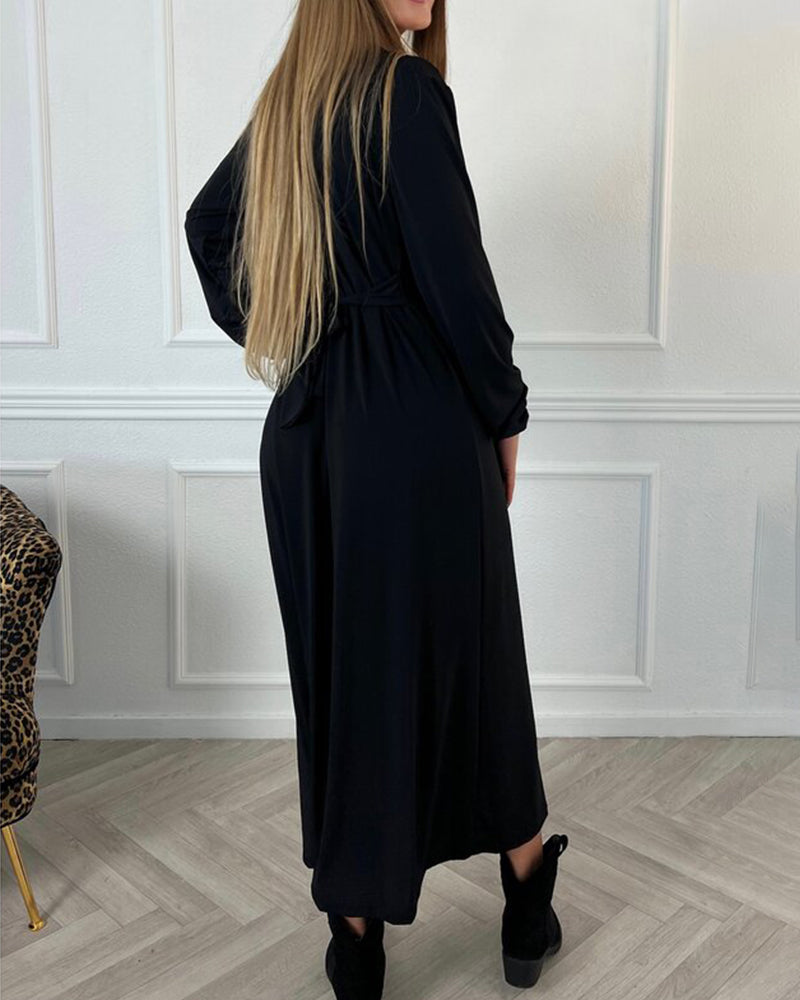 Robe sexy unie avec manches longues