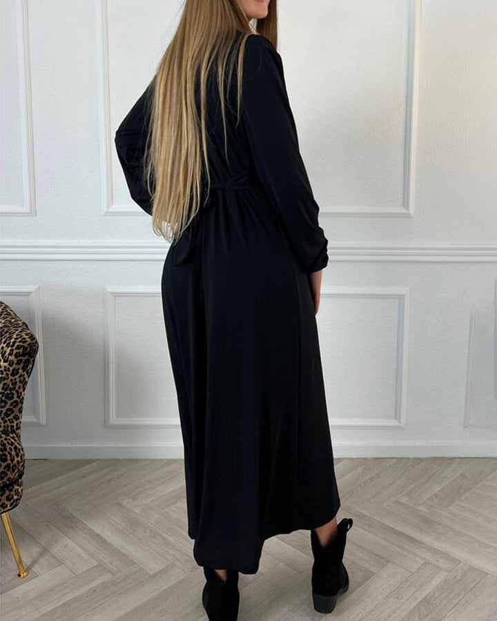 Robe sexy unie avec manches longues