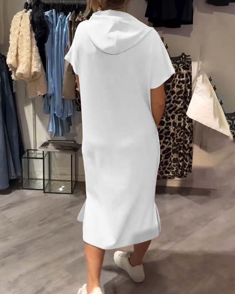 Robe À Capuche Décontractée Cordon