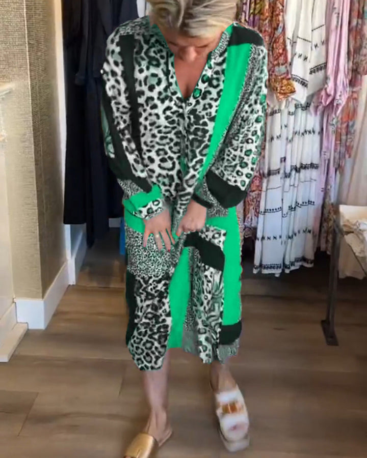 Robe imprimé géométrique léopard