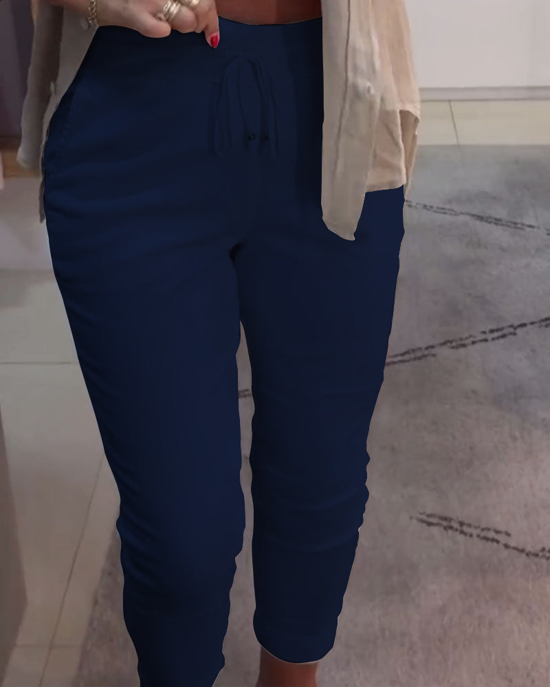 Pantalon Fuselé Décontracté Avec Cordon