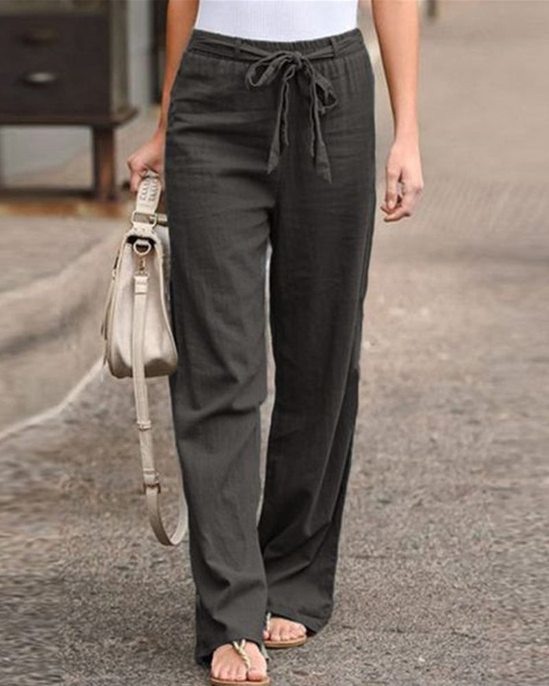 Pantalon à jambes droites et taille élastique