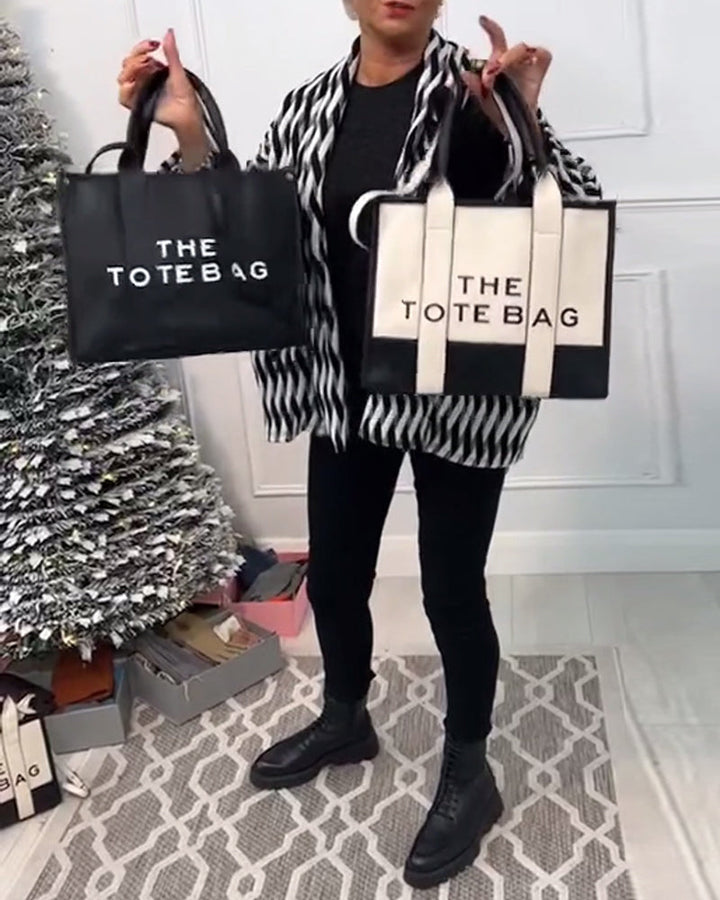 Sac fourre-tout tendance avec coutures bicolores