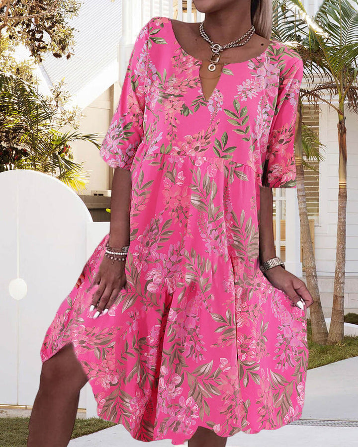 Robe droite à imprimé floral