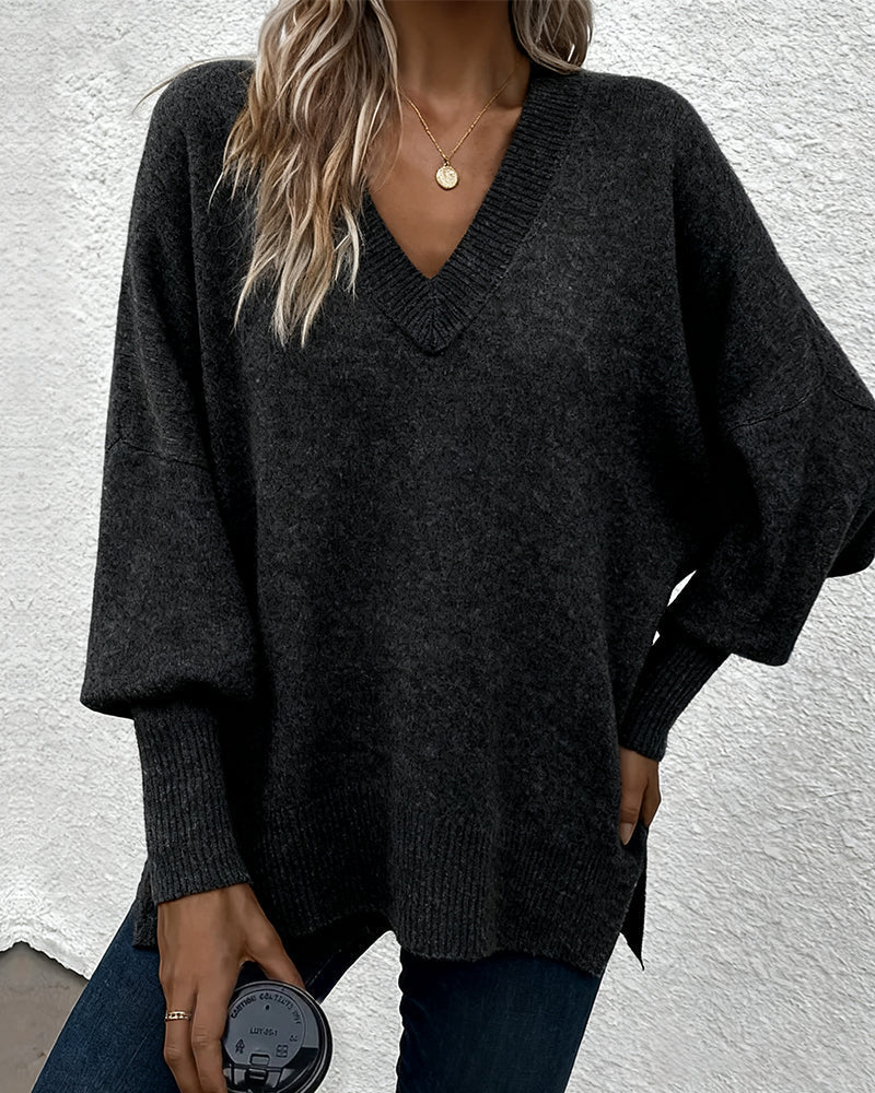 Pull Manche Lanterne Encolure En V