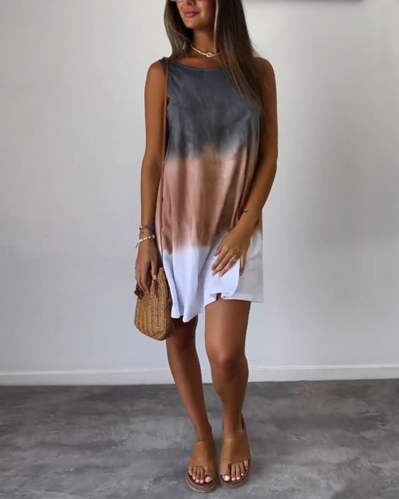Robe décontractée sans manches bloc de couleur