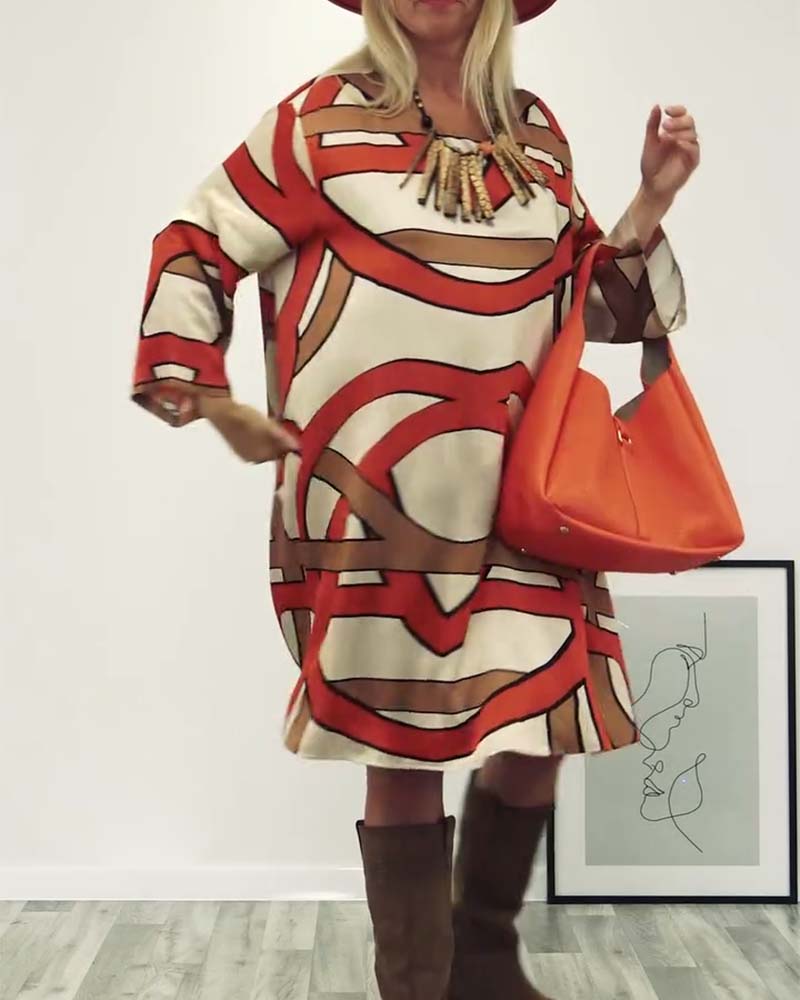 Robe imprimée design col rond