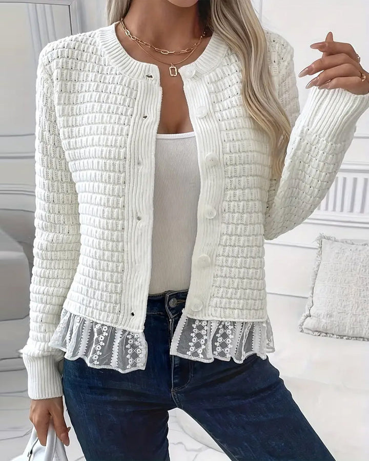 Manteau Manches Longues Pull À Panneaux De Dentelle