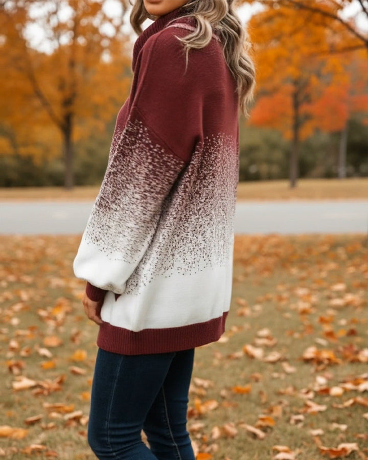 Sweter z golfem z efektem ombre