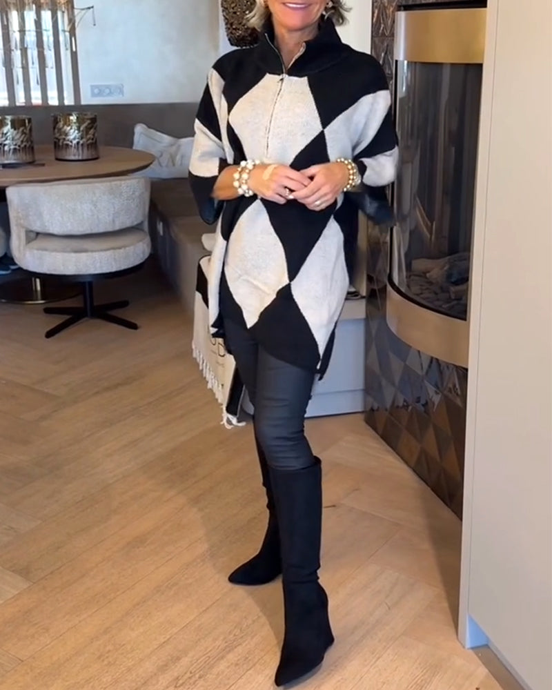 Pull Col Montant Argyle Irrégulier