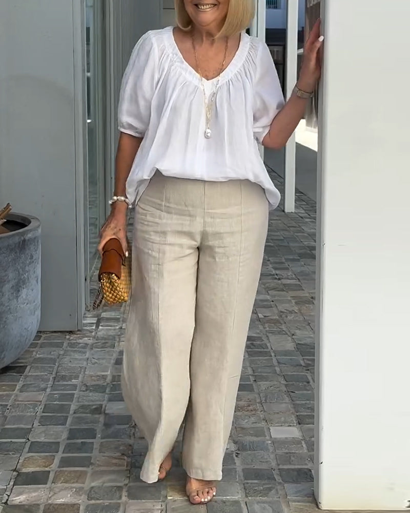 Ensemble Décolleté en V Pantalons Décontractés