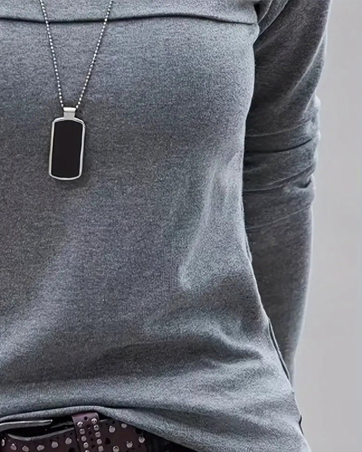 Bluzka slim fit z plisowanymi długimi rękawami