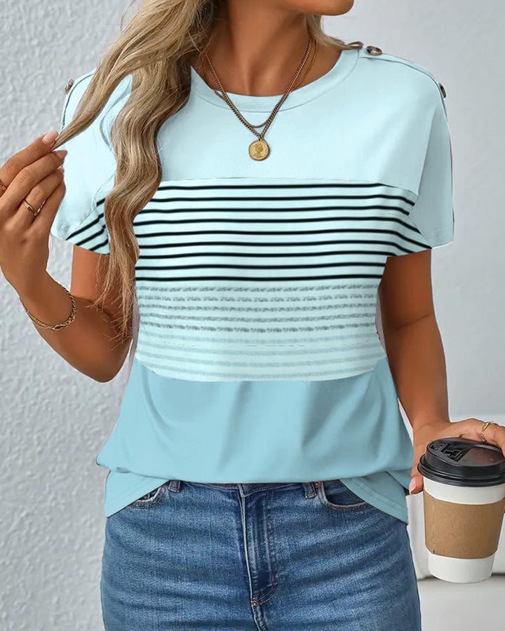 T-shirt w paski z krótkim rękawem
