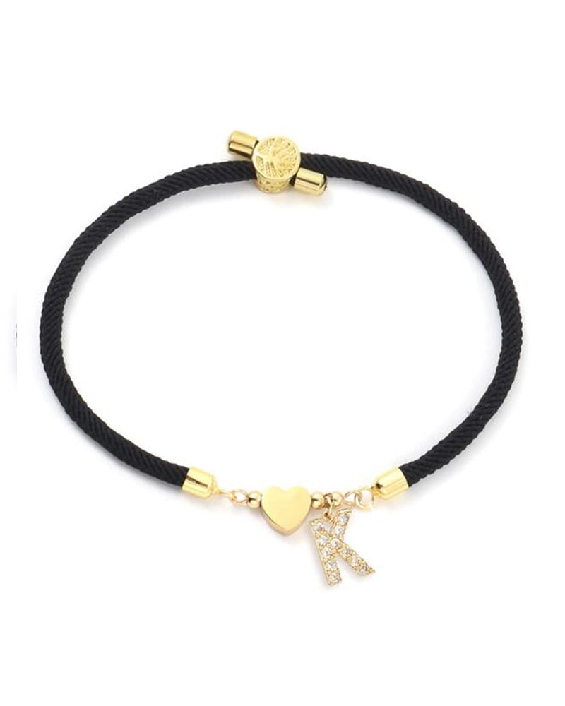 Cœur Initial Charme Lien Branché Bracelet