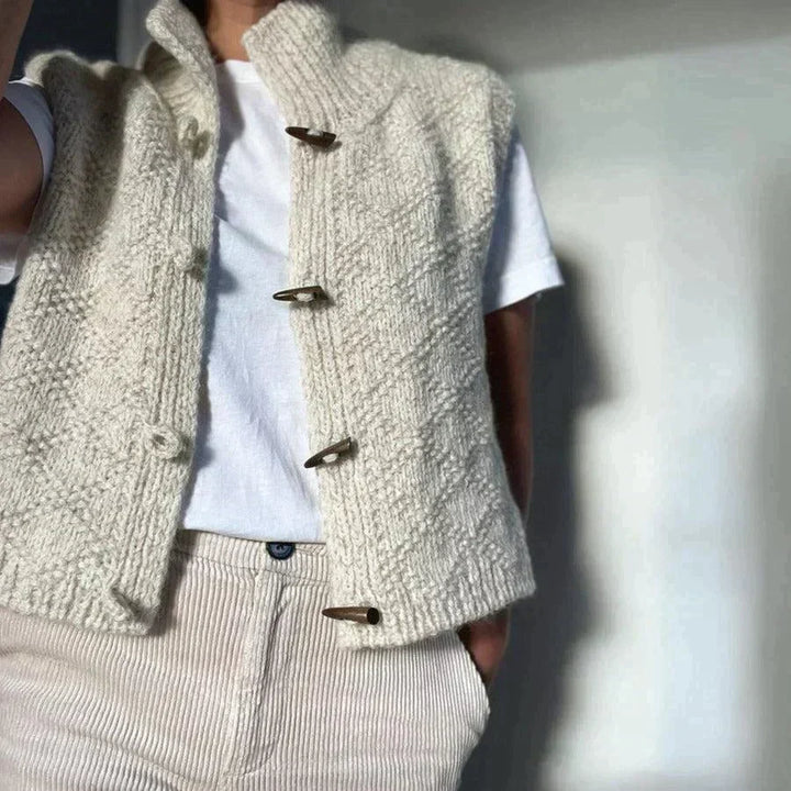 Theresa | Gilet tricoté en beige doux pour femme